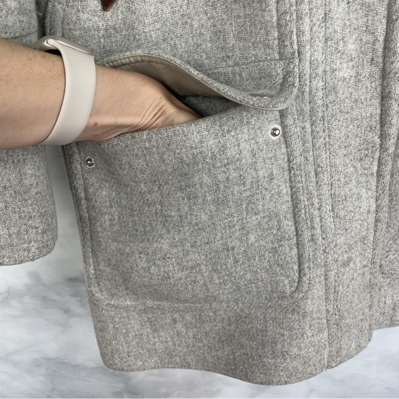 J. Crew Chateau Parka Italian Wool Stadium Cloth Coat Fur Hood B3901 Gray 00 - Picture 6 of 16